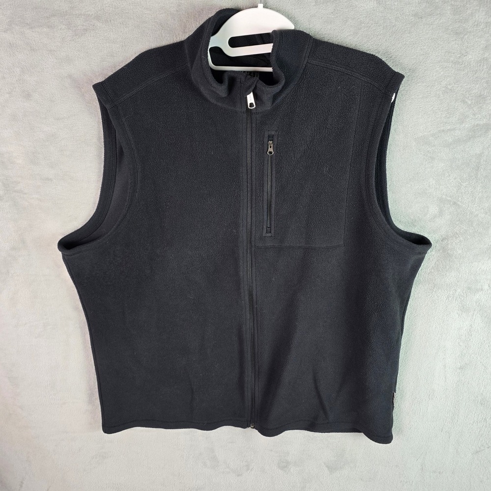 Duluth Trading Co Mens‎ XL Black Fleece Full Zip Vest Mock Neck RN106803